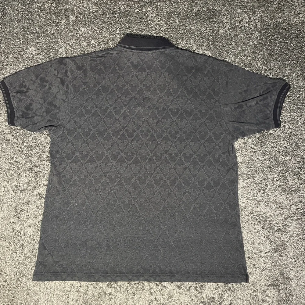 The Disney‎ Store Black Gray Argyle Men's Mickey Mouse Polo Shirt Large